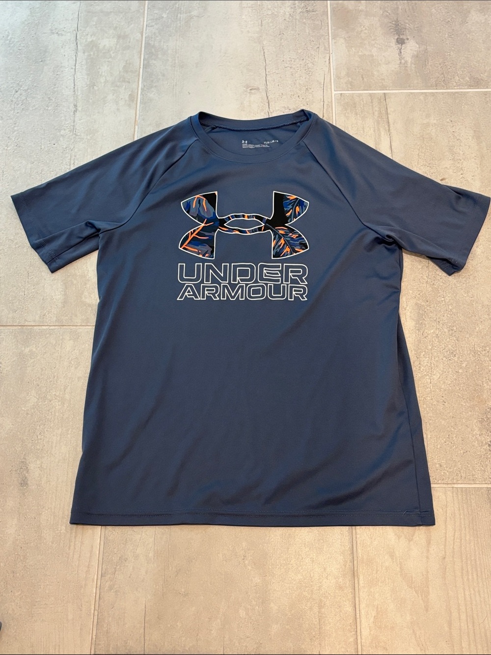 Under Armour Navy Blue Tee with Patterned Logo